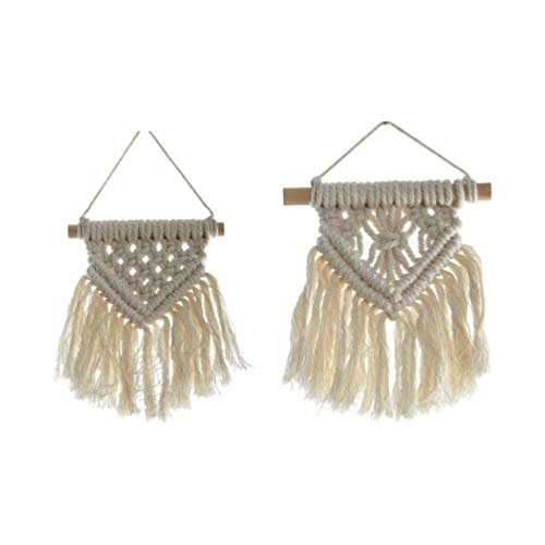 IMIKEYA 2pcs Mini tapices de macramé Tapiz Bohemio Borla Colgante de Pared decoración Tapiz Tejido a Mano Tejido Espejo de Coche Encanto para habitación de Hotel guardería Dormitorio