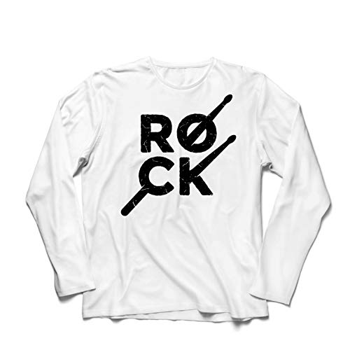 lepni.me Camiseta de Manga Larga para Hombre Baquetas de música Rock, Leyendas de la música Rockstar de los 80 (XS Blanco Multicolor)