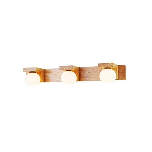 LSSB Lámpara de Pared de Madera sólida nórdica Espejo Faro Baño Tocador de la Manera Simple Led dormitorios Color primario Tres Cabezas de la lámpara de Pared de casa, Chalet, Bar, Restaurantes