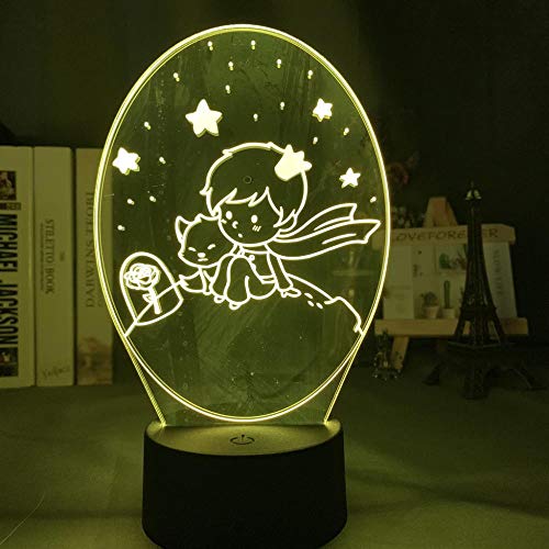 Luz nocturna 3D de la pequeña príncipe para habitación de los niños, luz de noche, funciona con pilas, regalo para niños