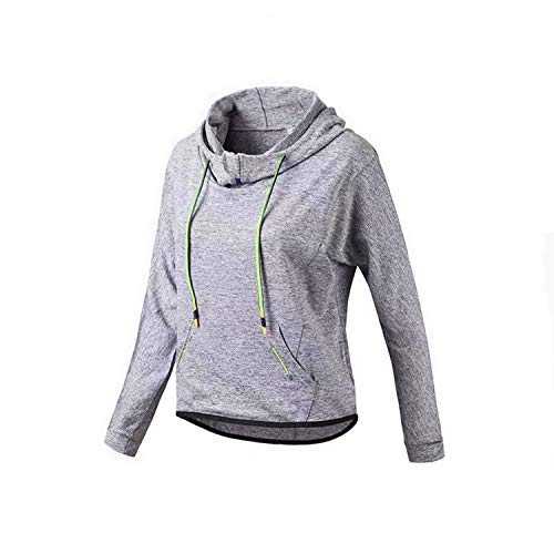 Nanomi Beauty Mujeres Mangas largas Entrenamiento atlético Correr Sudaderas con Capucha de Media Cremallera Camisas de Yoga Informal con Capucha Chaqueta de la Chaqueta Abrigo suéter (Gris, M)