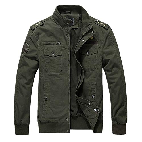 NOBRAND - Abrigo de algodón bordado para hombre Verde verde (Military Green) XXXXXXXXL