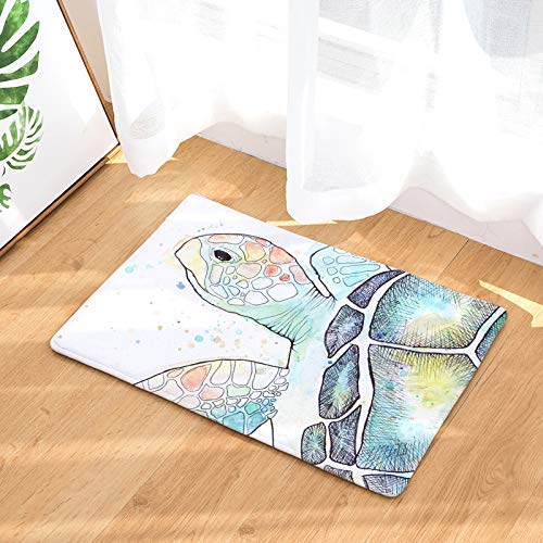 Soefipok Patrón de Tortuga de mar Entrada Mat Interior Lavable Apartamento Garaje Frente Porche Decoración Oficina Vestíbulo Pasamanos Alfombra de baño