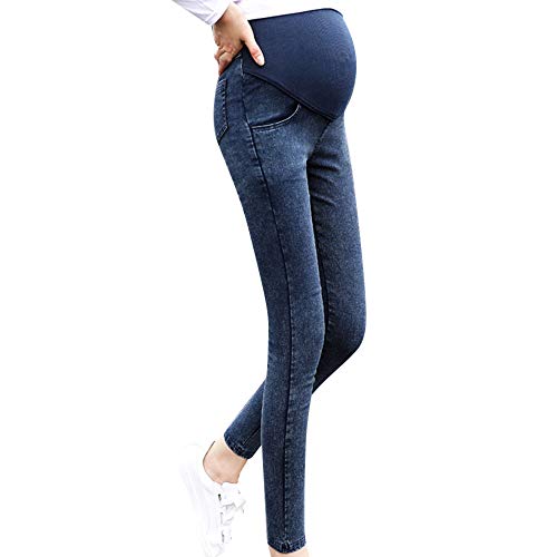 STRIR Mujeres Embarazadas Nuevo Otoño Invierno Pantalones elásticos Suaves Leggings Jeans, Circunferencia de Cintura Ajustable Pantalones elásticos Suaves Jeans (2XL, Azul-B)