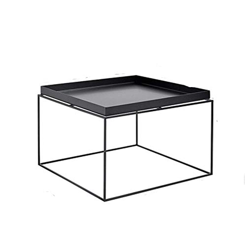 SXYULQQZ Soporte de Flores Marco de Flores nórdicas Sofá de Hierro Forjado Mesa de Centro móvil Lateral Simple Plaza Pequeño apartamento Sala de Estar Mini Mesa Auxiliar 58X58X36X60cm (Color: Negro)