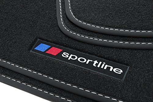 teileplus24 F652-FBA Juego de Alfombrillas SPORTLINE con Ribeteado y Puntadas de Adorno