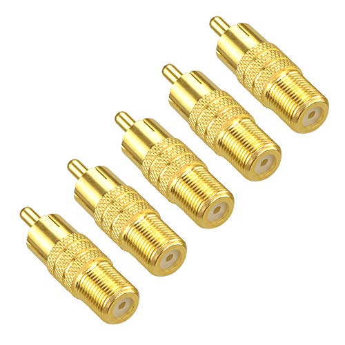 VCE 5-Pack F Tipo hembra a RCA Macho Cable coaxial Adaptador de audio Conector Chapado en oro