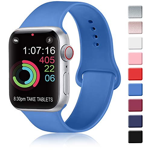 AK Correa para Apple Watch 44 mm 42 mm 38 mm 40 mm, Correa de Silicona Deportiva para Mujer y Hombre Correa para iWatch Series 5 4 3 2 1 (38mm/40mm-M/L, 09 Azul Zafiro)