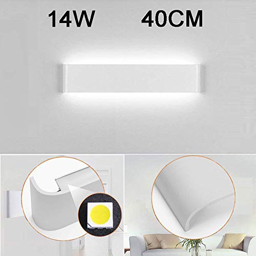 Aplique Pared Interior LED IP44 Impermeable Kambo Lámpara de Pared Interior Moderna 14W 40CM Blanco Frío 6000K 1000LM AC85-265V Aluminio Decoración para Salon Pasillo Escalera Dormitorio Baño