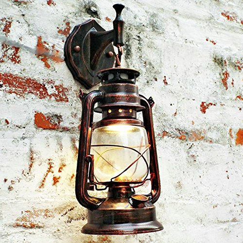 Bcyhh – Farol de pared vintage, rústico, clásico, de hierro forjado, 1 × E27, 220 V, metal, Rojo retro, E27, 40.0W, 220.00V