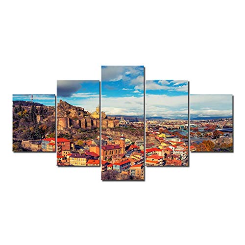 BDFS Ancient Capital Landscape 5 Panel HD Print Poster Canvas Painting Family Living Room Dormitorio Decorativo 40x60x2 40x80x2 40x100cmx1 Sin Marco