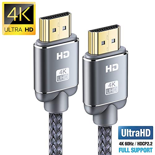 Cable HDMI 4K 2metros-Snowkids Cable HDMI 2.0 de Alta Velocidad Trenzado de Nailon 4K a 60Hz a 18Gbps Compatible con Fire TV, 3D, Función Ethernet, Video 4K UHD 2160p, HD 1080p-Xbox 360 PS3 PS4 - Gris