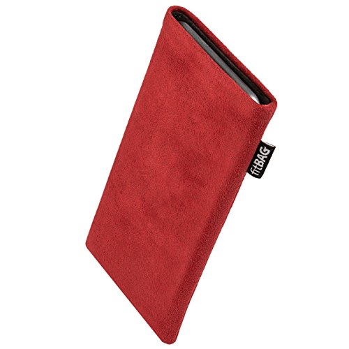 fitBAG Classic Rojo - Funda a Medida, Exterior de Material Original de Alcantara, con Forro Interno de Microfibra, para Apple iPhone 3Gs 32GB 32 GB