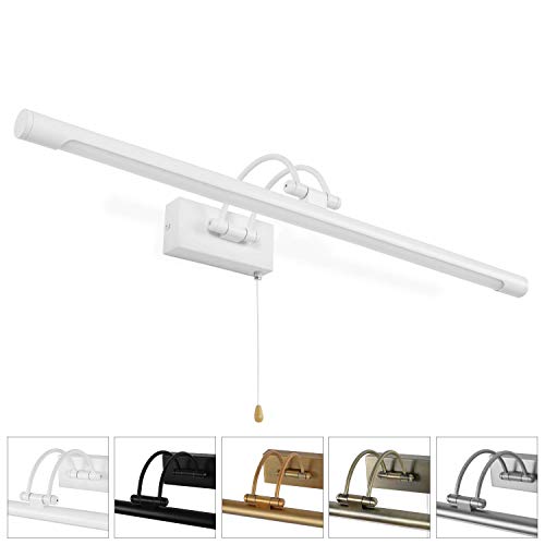 MantoLite LED Lámparas de Pared 12W,Dormitorio Iluminación de Interior Con Cabeza de Lámpara Giratoria e Interruptor,Baño Espejo Apliques de Pared 60CM 840LM Blanco Cálido (Blanco, 60CM)