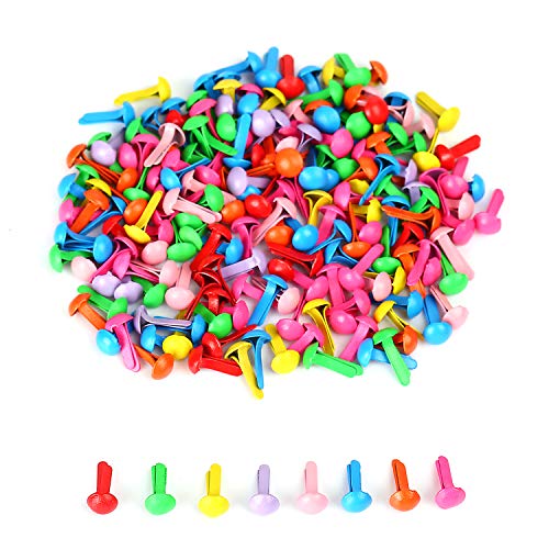 moinkerin 200 Piezas Mini Brads, Encuadernadores Redondos de Metal 4, 5mm x 8mm Multicolor para Papel Decoración Herramienta de Scrapbooking DIY