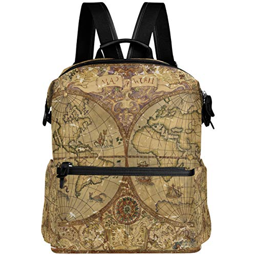 Oarencol Vintage World Atlas - Mochila con símbolos místicos antiguos, para la escuela, libros, viajes, senderismo, camping, portátil, mochila