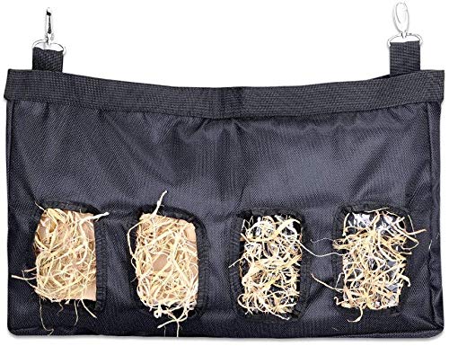 Saco colgador de heno, con correa ajustable, alimentador de heno para conejos, cobayas, hámsteres, alpaca, herbívoros, dispositivo de alimentación para mascotas