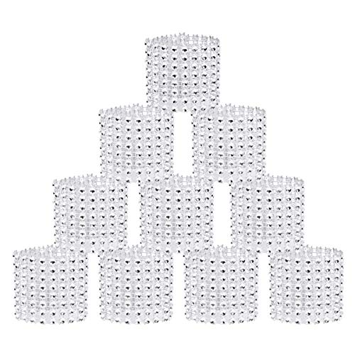 Servilleteros Individuales, Sostenedor de la Servilleta de la Navidad Decorativo Rhinestone Anillos de Servilleta de Plata para el Restaurante Casero del Partido del Hotel Cumpleaño que se Casan 50pcs