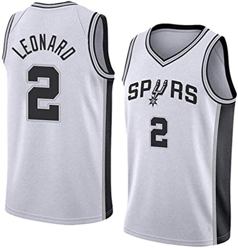 WZ Jersey NBA Hombre - NBA San Antonio Spurs # 2 Kawhi Leonard Alero Edición Baloncesto Malla Jersey, Uniforme De Deporte Unisex Sin Mangas Ventilador,Blanco,L:180cm/75~85kg