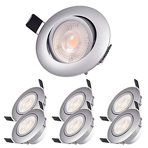 WZTO Foco Empotrable LED Techo, 2880Lumen 5W 3000K Ángulo Rotable 30° Ojos de Buey Marco Redondo Esmerilado Foco Empotrable para Sala de Estar, Oficina, Baño, Cocina