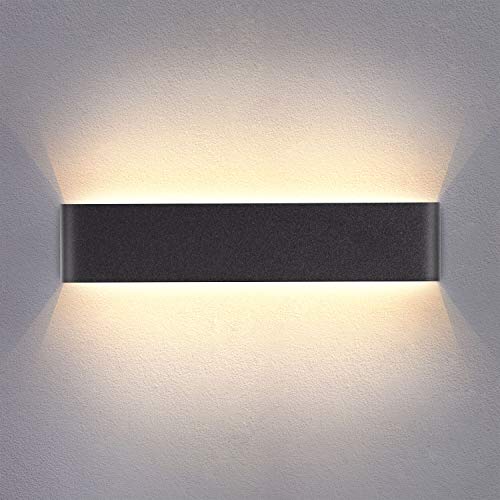 Yafido Aplique Pared Interior LED 14W Lámpara de pared Moderna Negro Blanco Cálido Aluminio Acrílico perfecto para Salon Dormitorio Sala Pasillo Escalera 40CM