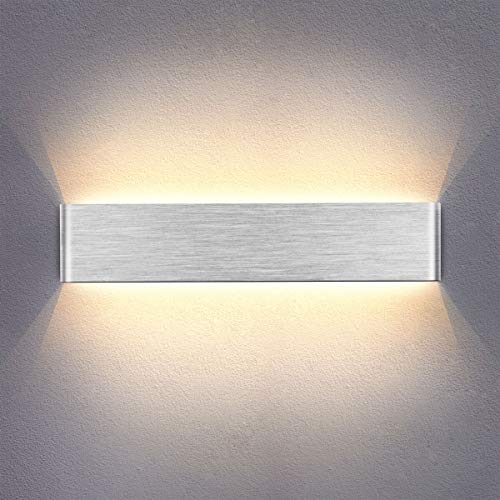 Yafido Apliques Pared Interior LED 14W Lámpara de pared Moderna Blanco Cálido Plata Cepillado Perfecto para Salon Dormitorio Sala Pasillo Escalera 40CM