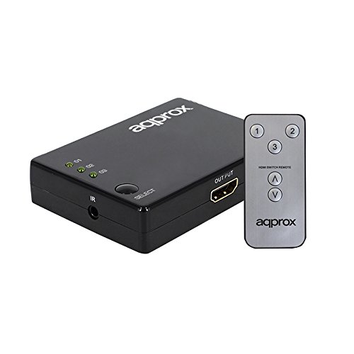 Approx APPC29 - Kit de 3 Puertos HDMI Switch 1080P con Mando a Distancia, Color Negro