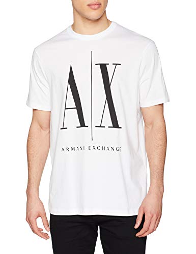 Armani Exchange Icon T Camiseta, Blanco (White W/Black Print 5100), Small para Hombre