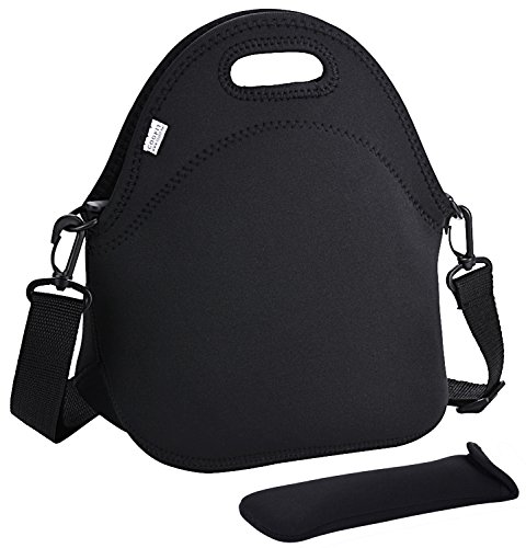 COOFIT Bolsa Porta Alimentos, Bolsa Almuerzo Bolsa Comida Neopreno Térmica Porta Alimentos para Picnic Negro (Negro)