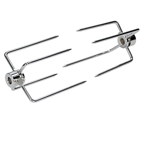 ECD Germany 2X Pinchos giratorios para asador con 4 Soportes dentados 9.7mm -11mm Accesorio para Barbacoa