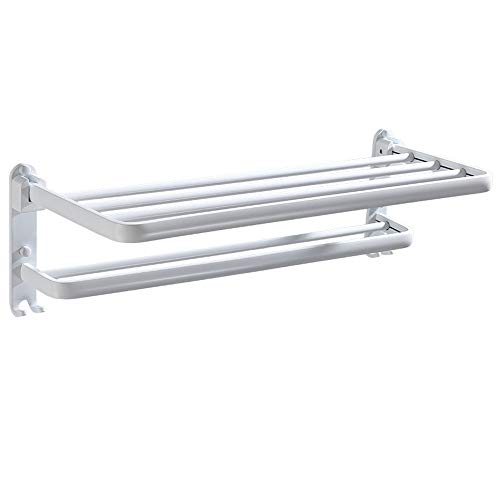 JDLKASJ Toallero Plegable Blanco Sin Perforaciones para El Baño De Aluminio De Espacio con Baño con Gancho Toallero 60 Cm Toallero