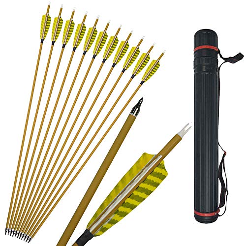 MILAEM 12 Piezas 30" Flechas de Carbono Spine 450 con 4 Pulgadas de Plumas Naturales 100 Granos Punta de Flecha reemplazable para Arco Compuesto y recurvo Tiro con Arco de Caza