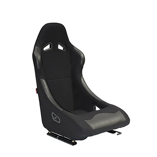 MODAUTO Asiento Deportivo Coche, Baquet Deportivo, Parches de Tela y Cuero, con Ríeles incluidos, Universal para Simulador de Conducción, Modelo N040, Ojo Pequeño, Negro