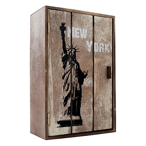 P-677 New York - Armario para llaves de madera, diseño vintage