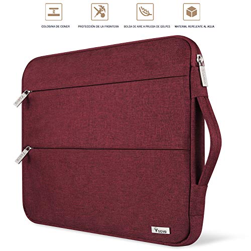 Voova Funda Portátil 11 11.6 12 Pulgadas Impermeable para Computadora de Múltiples Bolsillos, Compatible con MacBook Air,Chromebook,Surface ProX/7/6/5/4/3, iPad Pro 12.9 con Asa, para Señora, Rojo