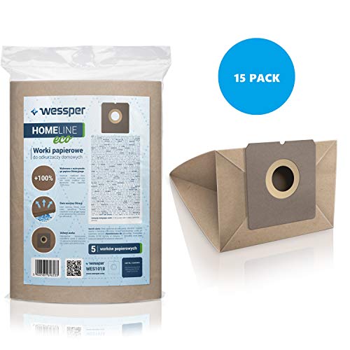 Wessper 15x Bolsas para aspiradora Fagor VCE 303 (Papel)