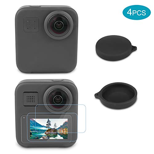 [4 Piezas] Deyard Protector de Pantalla para GoPro Fusion MAX, Protector de Pantalla Pet Ultra Claro y Cubierta de Tapa de Lente Compatible con GoPro Fusion MAX