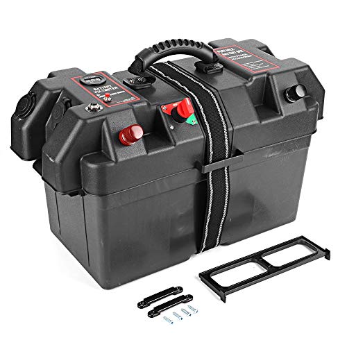 Akozon Accesorios de la caja de batería Plástico Minnkota Motor de arrastre Estación central eléctrica Puerto de cargador USB 12V