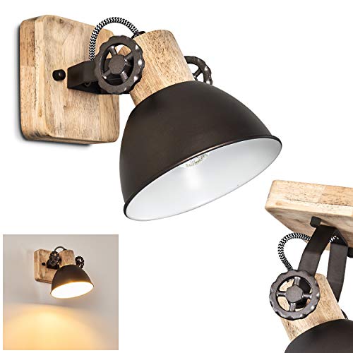 Aplique Orny, orientable metal/madera antracita/blanco/marrón, 1 llama, 1 toma E27 máx. 60 W, estilo retro/vintage, adecuado para bombillas LED
