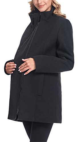 Be Mammy Abrigo Chaqueta Premamá Embarazo Ropa Invierno BE20-174 (Negro, EU 40=ES 40)