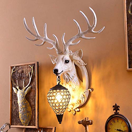 Caliente Astas De Ciervos Blancos Lámpara De Pared País De América Del Dormitorio De Estilo Retro Salón De Cabecera Decorativos De Barras De Pared Candelabros Artesanales Con Mando A Distancia E27 * 1