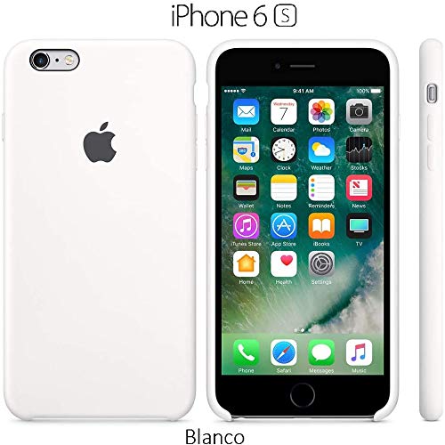 Funda Silicona para iPhone 6 y 6s Silicone Case, Calidad, Textura Suave, Forro Interno Microfibra (Blanco)