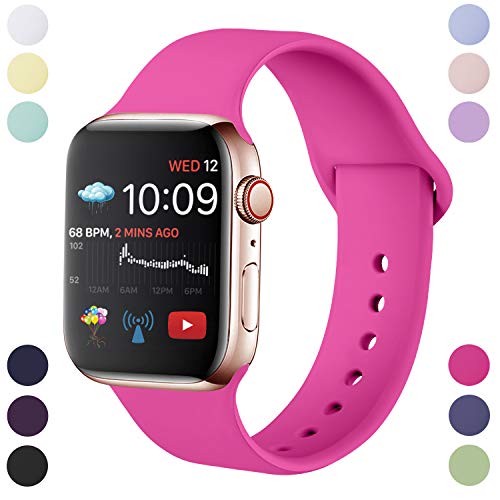 Hamily Correa Compatible con Apple Watch 38mm 40mm, Correa de Repuesto de Silicona Suave para Apple Watch Series 5/4/3/2/1, S/M, Nueva Rosa