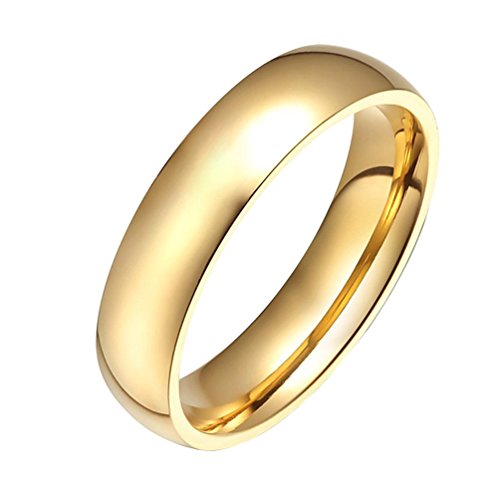 HIJONES Joyería Mujeres Acero Inoxidable 18K Oro Anillo Plateado Talla 26