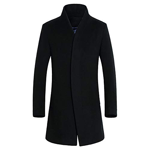 Hombre Invierno Abrigo,JiaMeng Chaqueta para Hombre,Ligero Chaqueta Abajo Cálido Trinchera de Invierno Botón Largo Outwear Abrigo Elegante Abrigos(Negro,3XL)