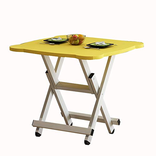 JUAN-Mesas Mesa Plegable Mesa Doméstica Apartamento Pequeño Mesa Simple Mesa Plegable Al Aire Libre Mesa Cuadrada Mesa Pequeña Simple (Color : Yellow, Size : 60x60x50cm)