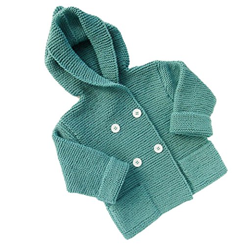 K-youth® Bebe Niña Niño Ropa Invierno Abrigos con Capucha Punto Jersey Chaqueta Rebeca (Verde, 1-2 años)