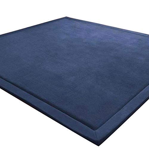 LEHOUR Engrosamiento Coral Terciopelo Alfombra Manta de rastreo para niños Alfombras Suaves de Tatami Antideslizante para niños Enlarge Play Mat (Azul Oscuro, 150 * 150CM)