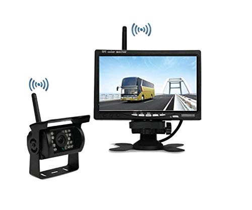 LWTOP 7-Pulgadas inalámbrico de Respaldo Kit de la cámara, Pantalla inalámbrica 2.4G transmisor-Receptor HD para Camiones y Coches RV