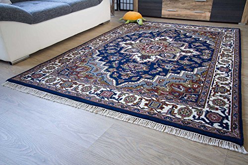 Orient Alfombra Imperial Sarough en azul mano geknüpfter Orient Alfombra de lana virgen, tamaño: 70 x 140 cm, lana virgen, azul, 240 x 340 cm